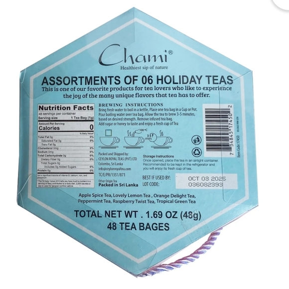 Chami Tea Hexagon w/ 6 Festive Flavors - Picture 3 of 5